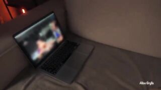 Babe got so excited while watching porn on Pornhub that she allowed anal sex