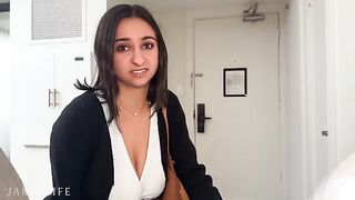 A busty coworker and her companion have an intimate encounter without using a condom