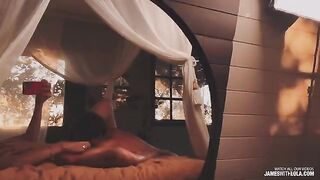 The reflection in the mirror confirmed he's good