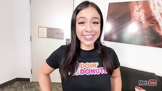 The man brought a special dessert for the sexy Latina, and it was a treat