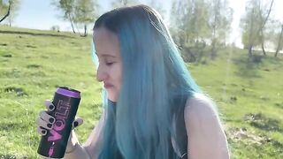 A girl met her classmate outdoors and they got intimate right there
