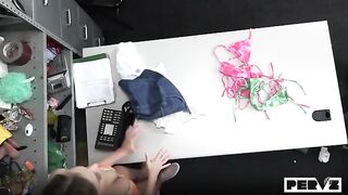 A blonde is having a lot of pleasure while she's being fucked