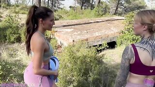A girl took her girlfriend to the woods for a passionate outdoor encounter