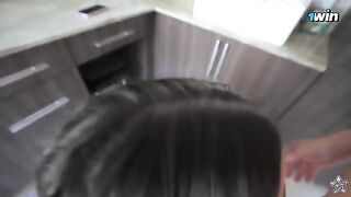 The man finishes on the ass of a hot Latina
