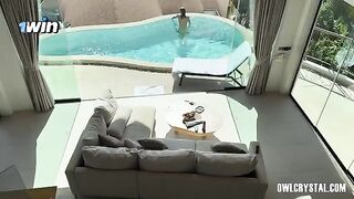 A beautiful girl enjoys herself on her lonely vacation