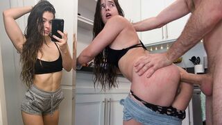 Abbie Maley gets her asshole gapped by James Deen in intense anal action