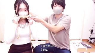 Rope bondage and vibration for a tight pussy, a first-time experience with intense orgasm