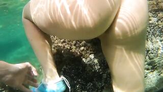 Underwater sex adventure with anal creampie in the water