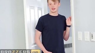Stepmom's huge tits and massive ass seduce the guy in a steamy scene