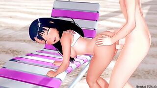 Nagatoro fucks with her senpai on the beach and gets a creampie