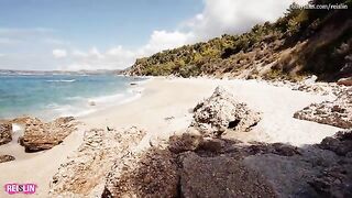 A sexy vacation on the nude beach with a hot amateur couple, Reislin