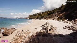 A sexy vacation on the nude beach with a hot amateur couple, Reislin