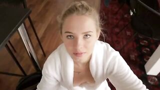 Accidental cum shot on step sister's tits, she loved it