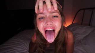 He made the destroying of my throat! Extreme sloppy blowjob from a slut