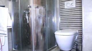Instead of showering, the couple indulges in passionate oral sex right in the bathroom