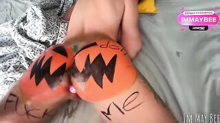 Fella crushed pumpkin, as if fucking a girl