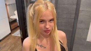 A stunning blonde babe with a perfect body is waiting for you