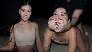 The game of “guess where the next hand will land” with a cute teen