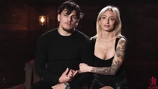 The blonde tied herself up to get a male orgasm by stimulation