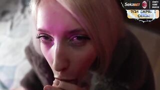 A man made a mess on the chin of a street prostitute in a fur coat