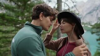 A couple engaged in passionate sex right in the forest