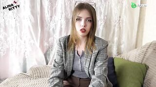 The girl caught a huge cumshot on her face while she was on her knees