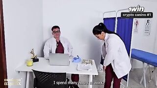 A doctor's examination can turn into a rough threesome sex session