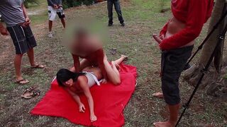 Beach orgy turns into a cum party with Alexandra Wett and more