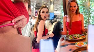 No one noticed that the girl was already leaking in public