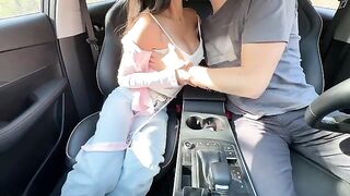 The back seat turned into a bed of passion for the young beauty