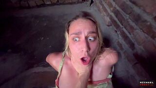 A guy shot his wad on the pretty face of a hot whore