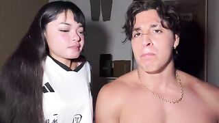 A man with muscles has control over his Iranian Filippina sex slave