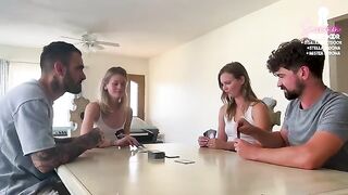 A card game with friends ends up in a hot foursome, just like in the movies