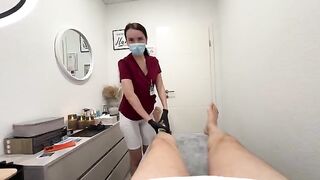 A hot nurse epilates a guy and then sucks his dick