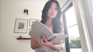 Asian step sister shares bed during study sessions