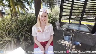 Gorgeous blonde with huge tits gets fucked hard in POV style