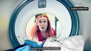 A step mom got stuck in the washing machine and had sex with her stepson