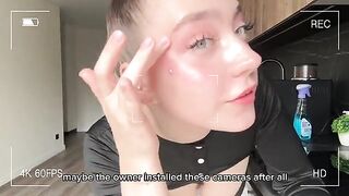 The girl was ordered to clean the apartment and she did it beautifully