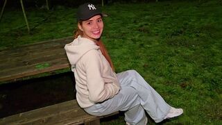 A girl is having sex with a stranger she met in the park
