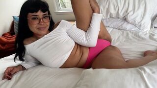 Nerdy girl with glasses gets her pussy filled with cum