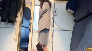 The girl was greatly frightened when she saw the conductor's cock