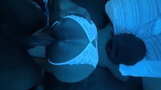 Ebony beauty got fucked on the bed in doggy style