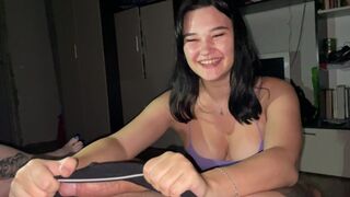 Girl sucks cock on a bet at the party, everyone liked it