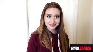 Skinny Laney Grey takes a huge cock in her pussy