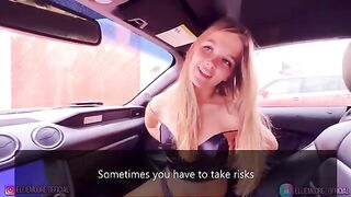 A beautiful girl fell in love and had sex in a car