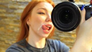 Redhead Russian babe gets her pussy railed and facialized