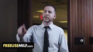 Submissive big-breasted milfs get fucked by their boss on the desk