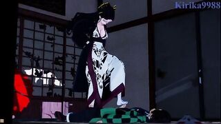 Tanjiro Kamado has deep sex with Daki in a Japanese-style room - Demon Slayer Hentai
