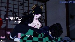 Tanjiro Kamado has deep sex with Daki in a Japanese-style room - Demon Slayer Hentai
