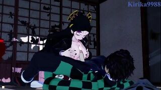 Tanjiro Kamado has deep sex with Daki in a Japanese-style room - Demon Slayer Hentai